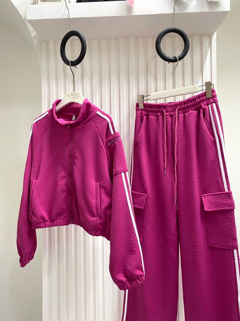 Full Zipper Turn-down Collar Fitness Tracksuits Sets